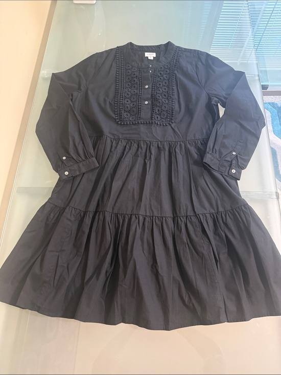 J. Crew Dresses & Skirts - J. Crew Black Cotton Dress Tiered Mini Dress Size S Boho Romantic BabyDoll Dress